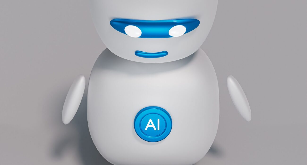 a white robot sitting on top of a table